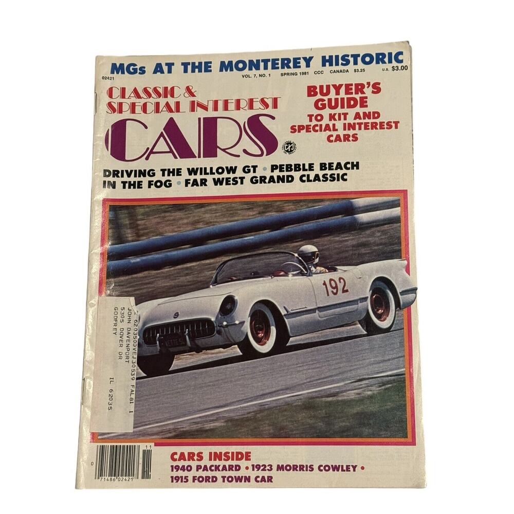 Classic & Special Interest Cars Magazine VTG‎ Spring 1981 Buyers Guide Monterey